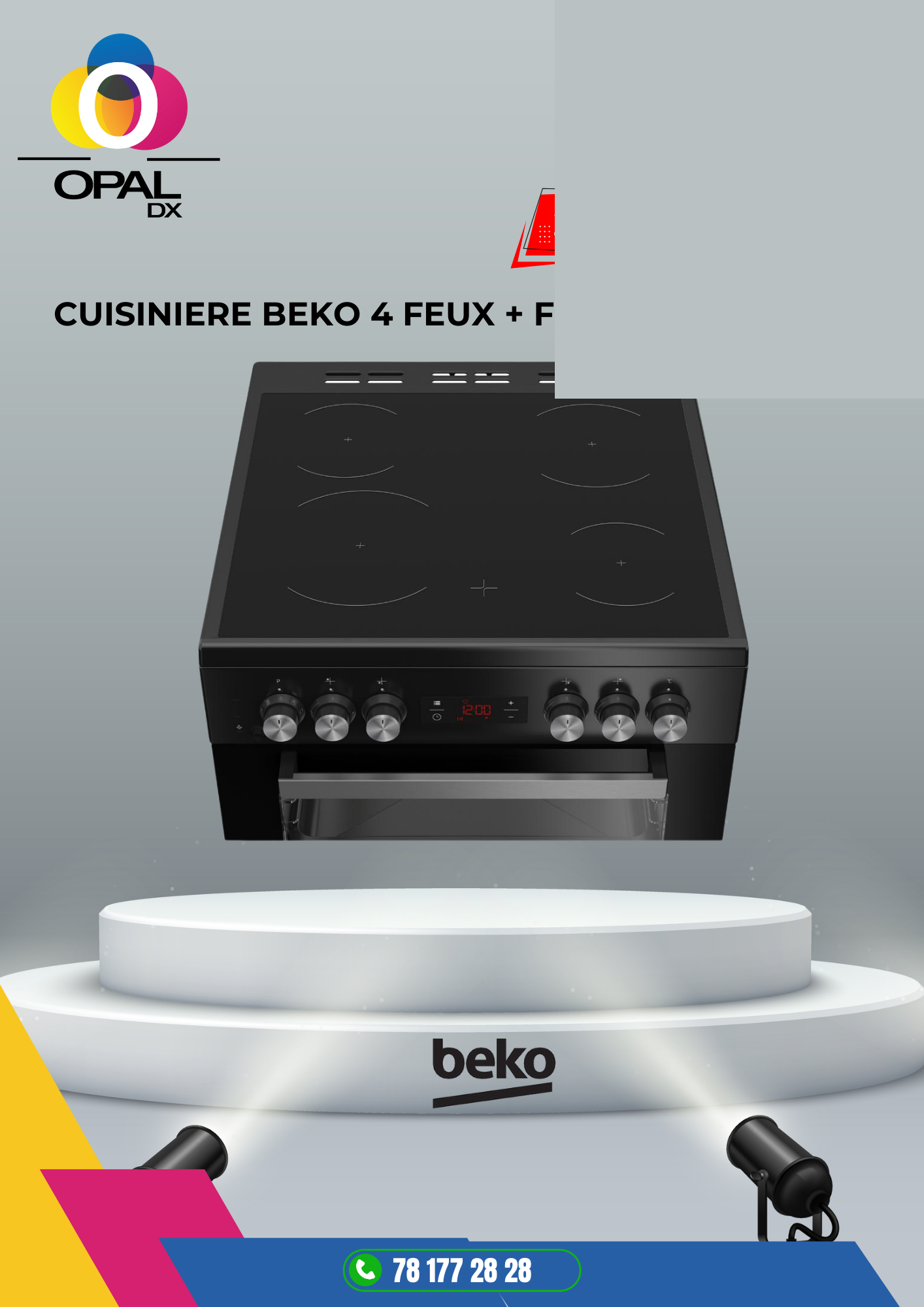 CUISINIÈRE BEKO 4 FEUX + FOUR ÉLECTRIQUE