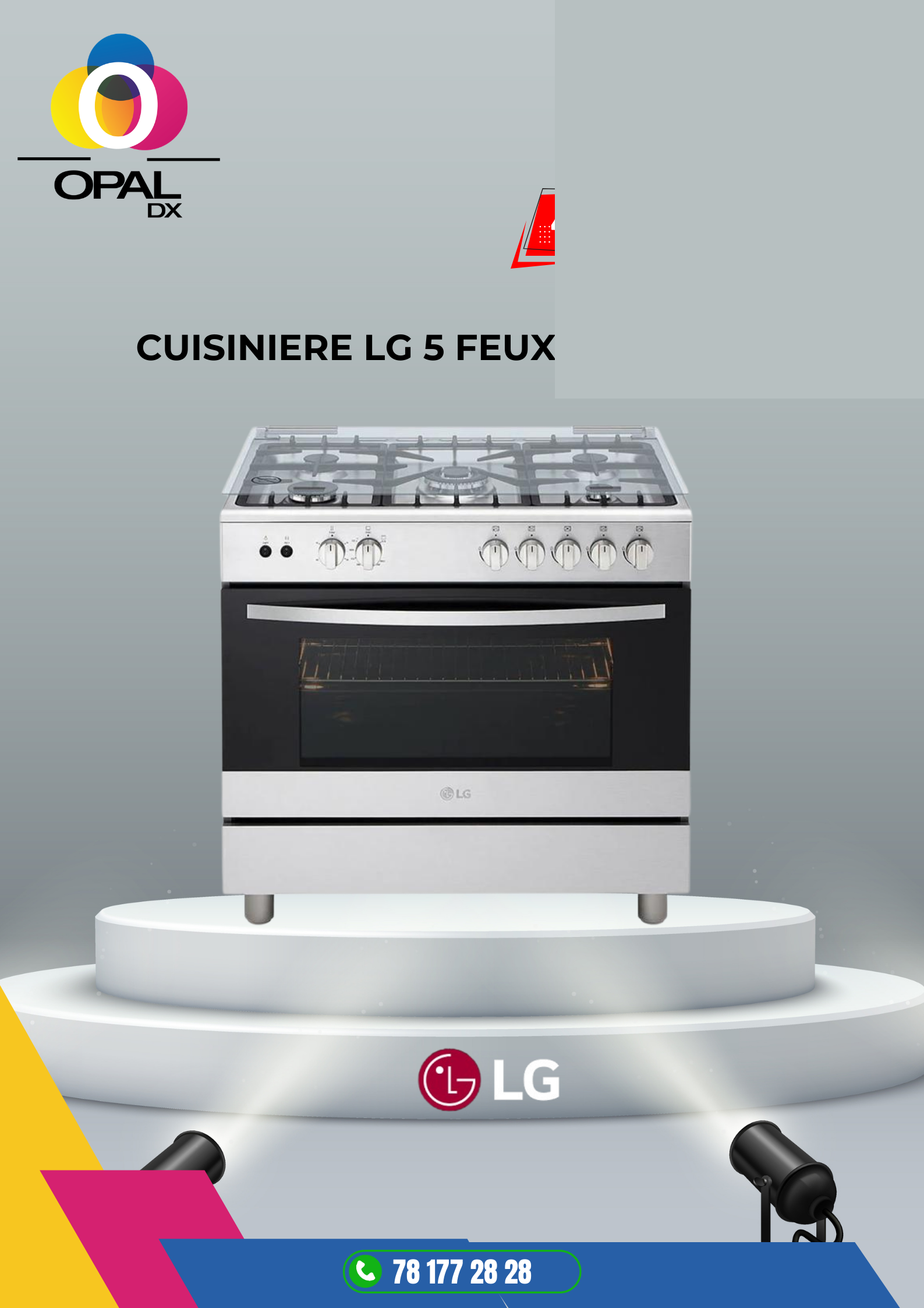 CUISINIÈRE LG 5 FEUX 90X60 GRIS