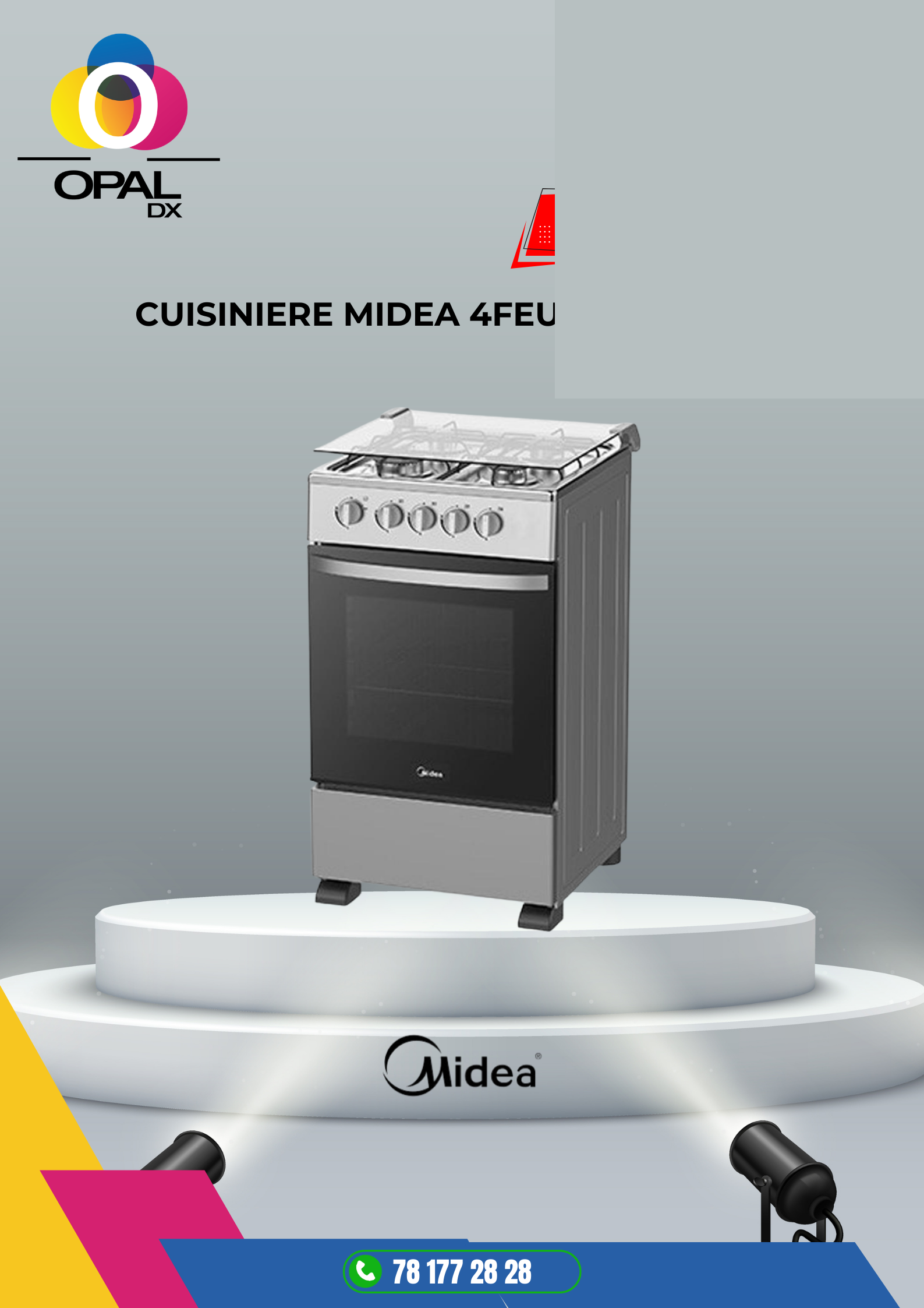 CUISINIÈRE MIDEA 4 FEUX 50X55 NOIR