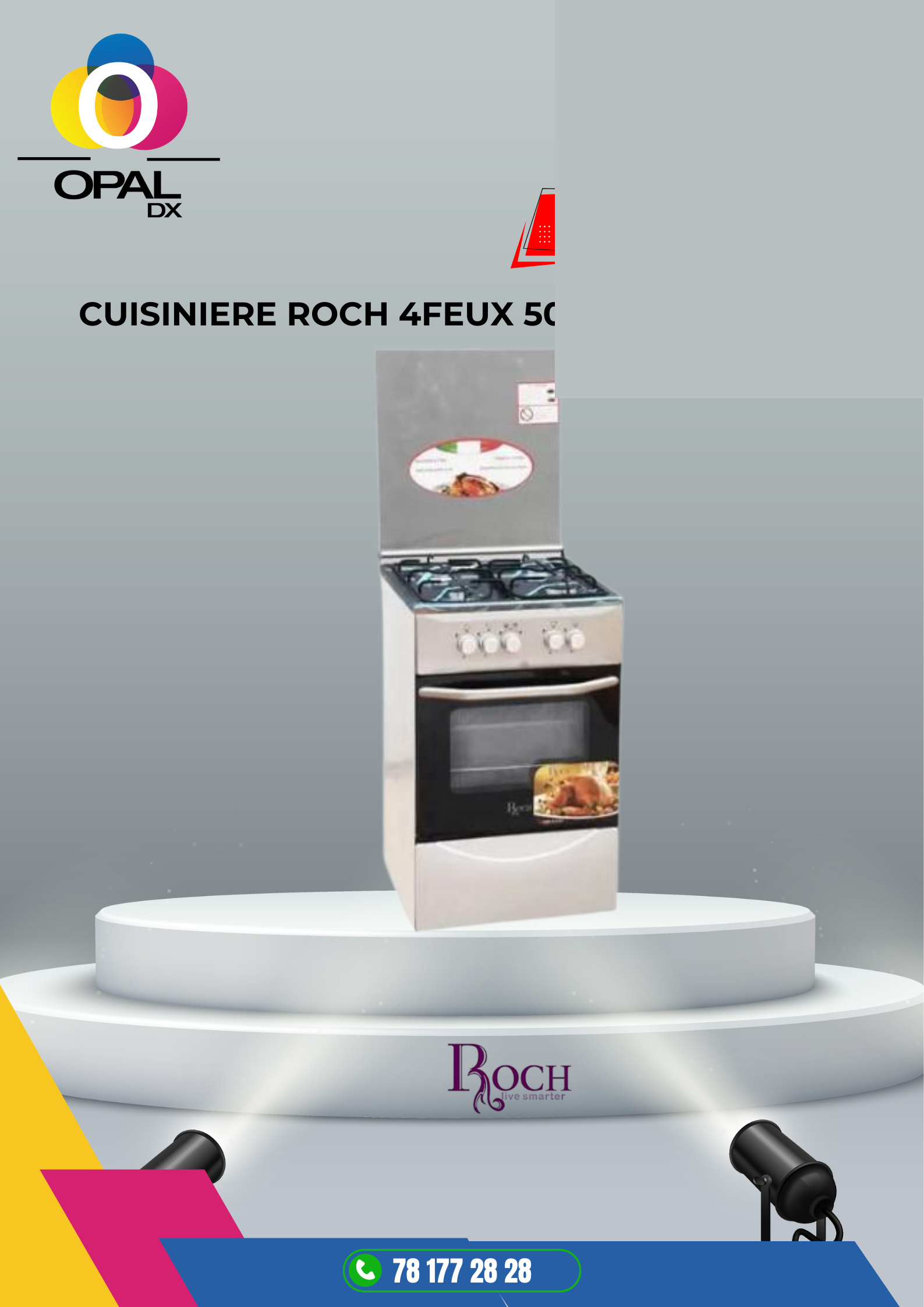 CUISINIÈRE ROCH 4 FEUX 50X50 À GAZ INOX