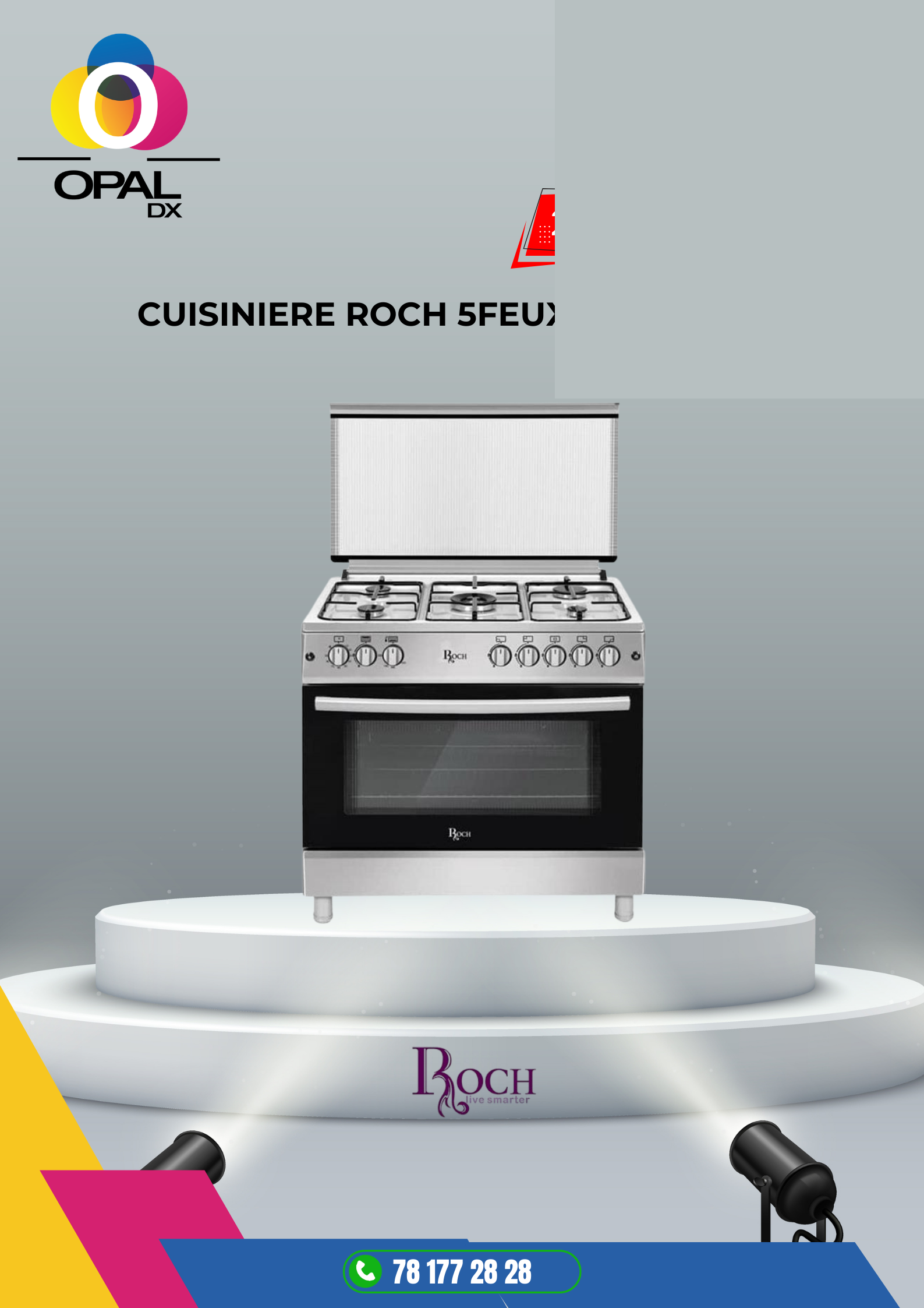 CUISINIÈRE ROCH 5 FEUX 90X60 INOX