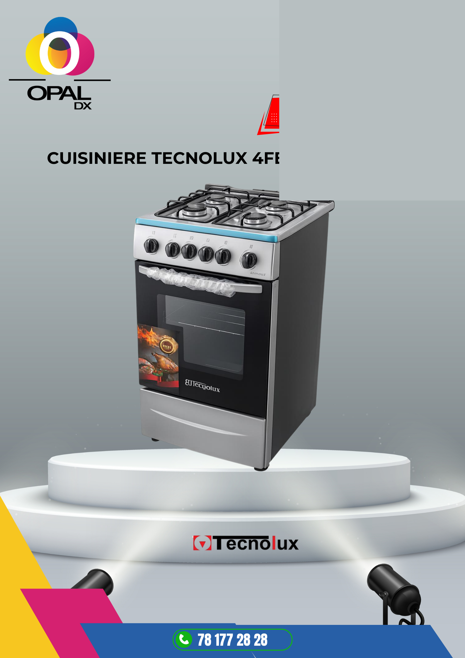 CUISINIÈRE TECNOLUX 4FEUX 50X50 INOX