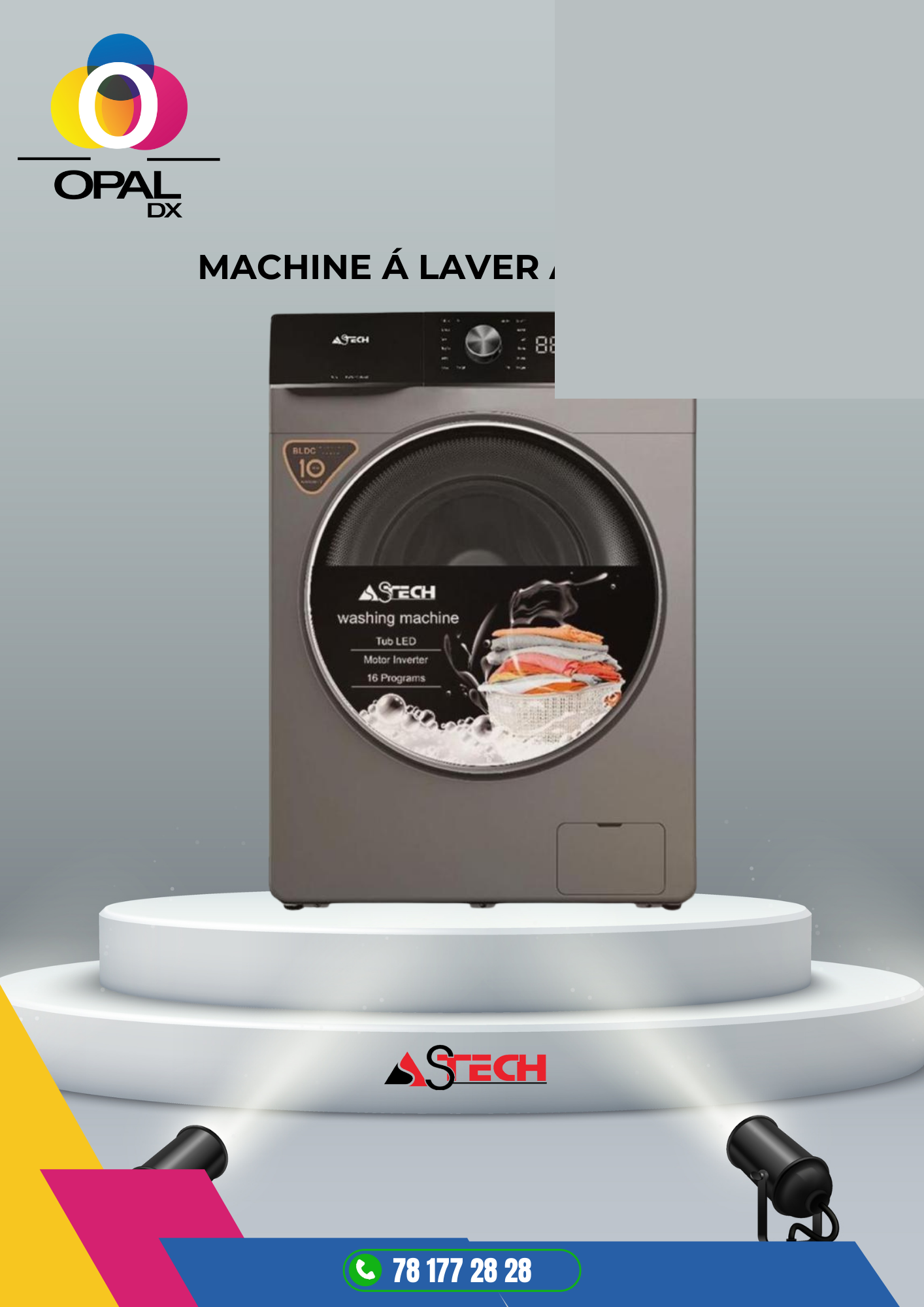 MACHINE À LAVER ASTECH 10KG INVERTER GRIS