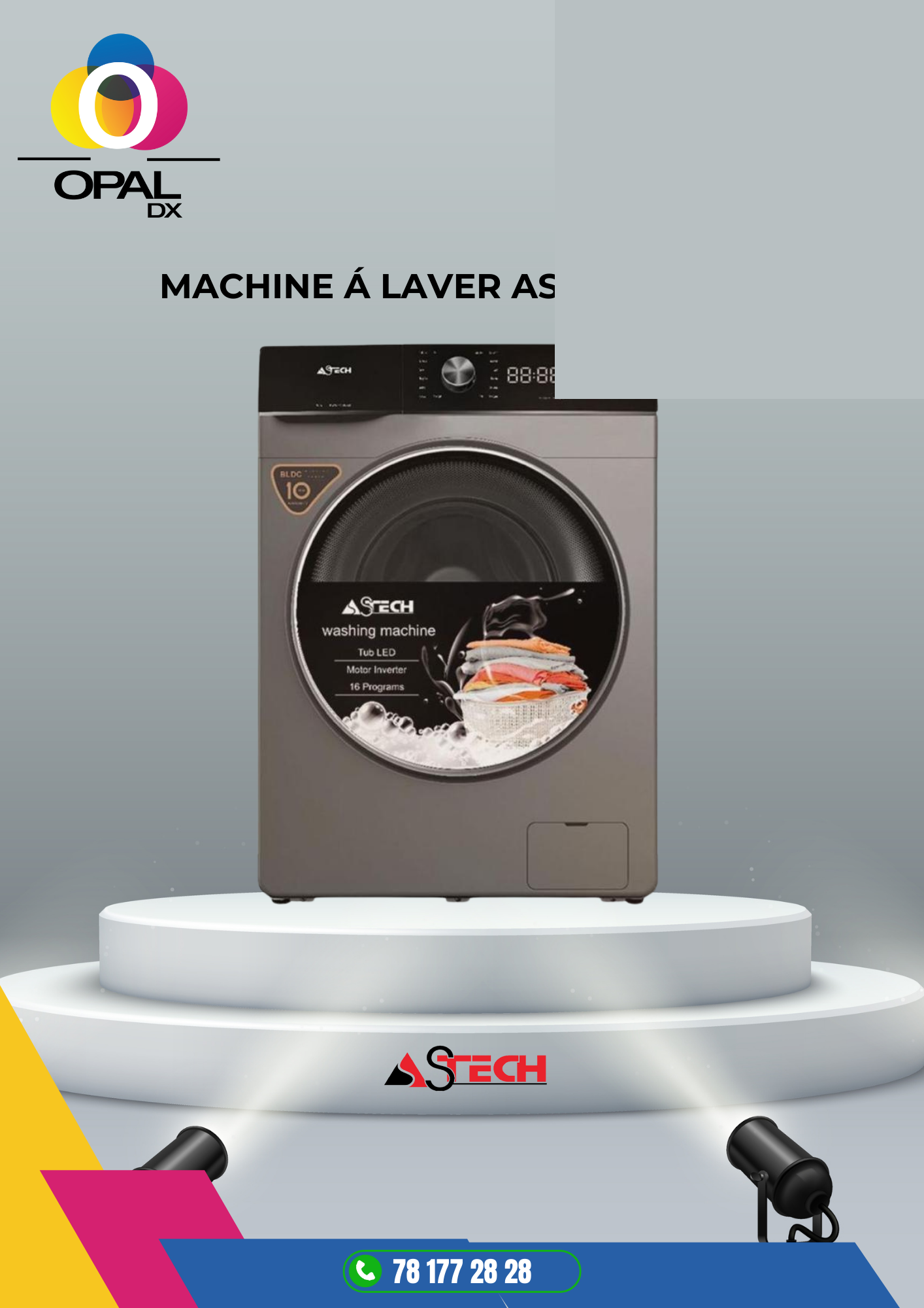 MACHINE À LAVER ASTECH 12KG INVERTER GRIS