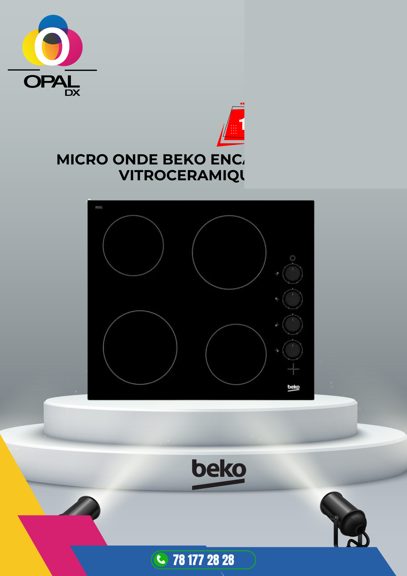 PLAQUE BEKO ENCASTRABLE VITROCÉRAMIQUE 60/60
