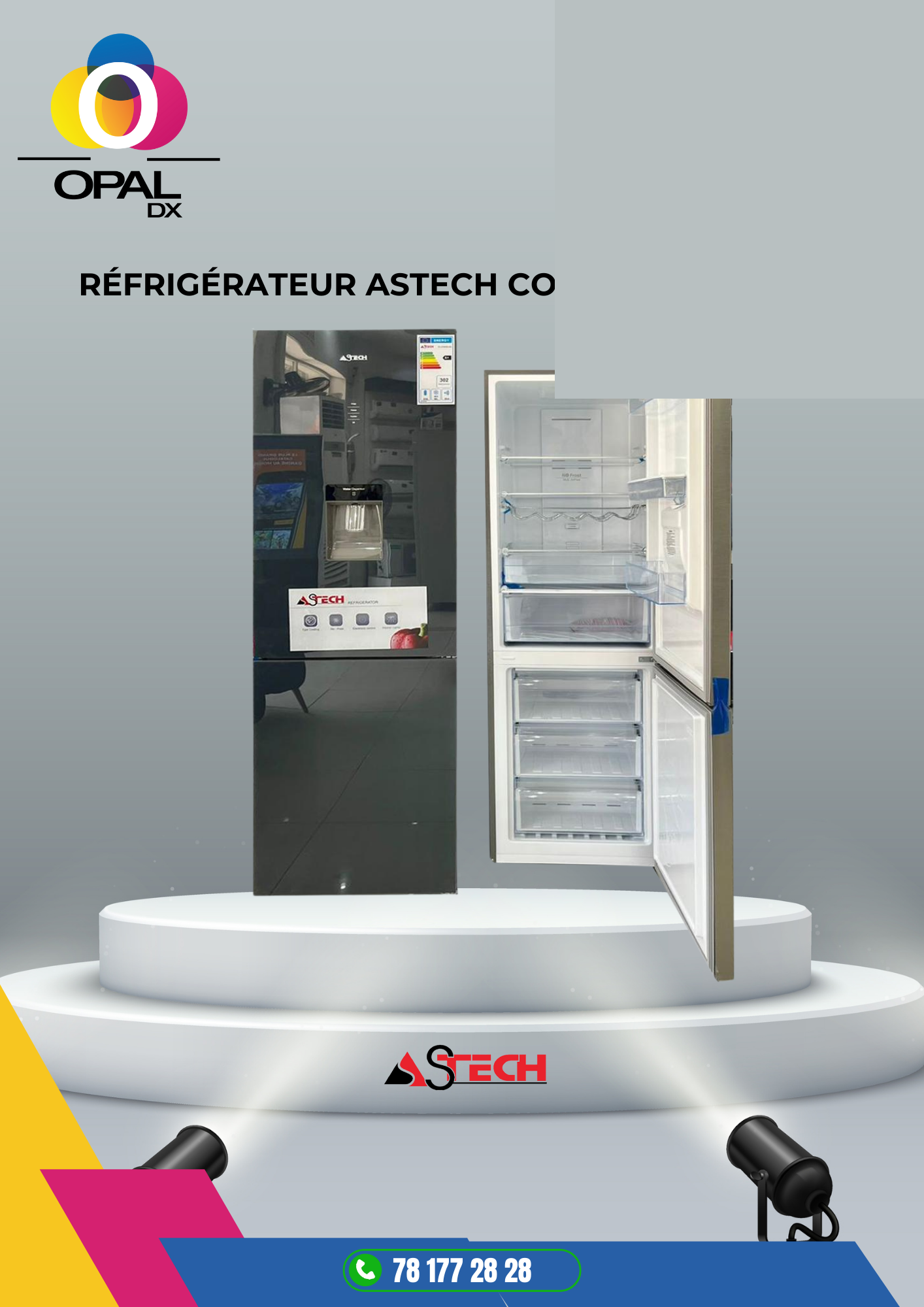 RÉFRIGÉRATEUR ASTECH COMBINÉ 3 TIROIRS 322LITRES