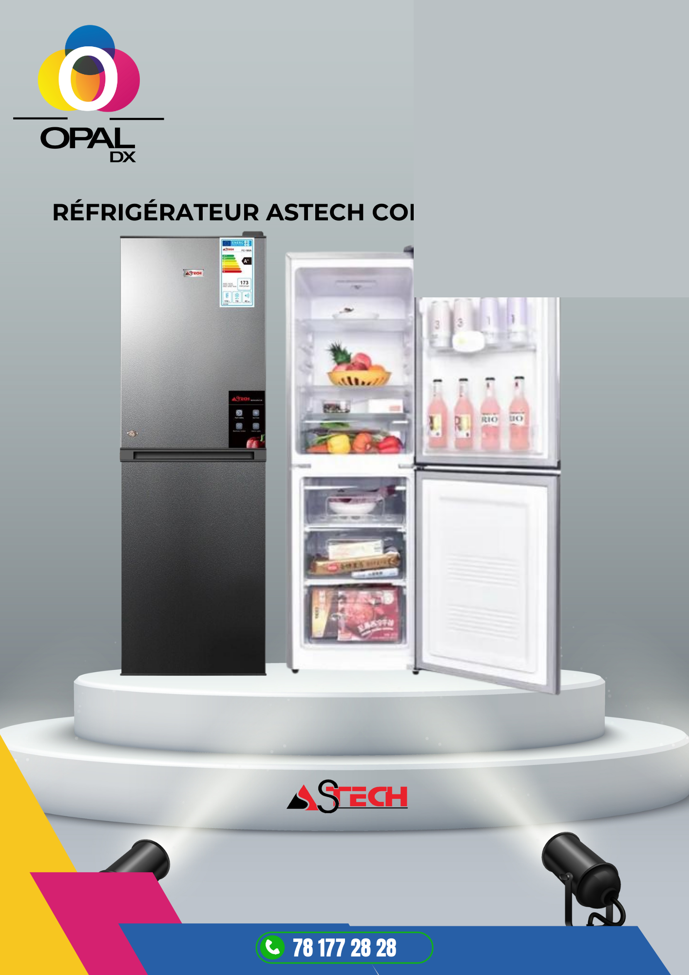 RÉFRIGÉRATEUR ASTECH COMBINÉ 3 TIROIRS 180LITRES