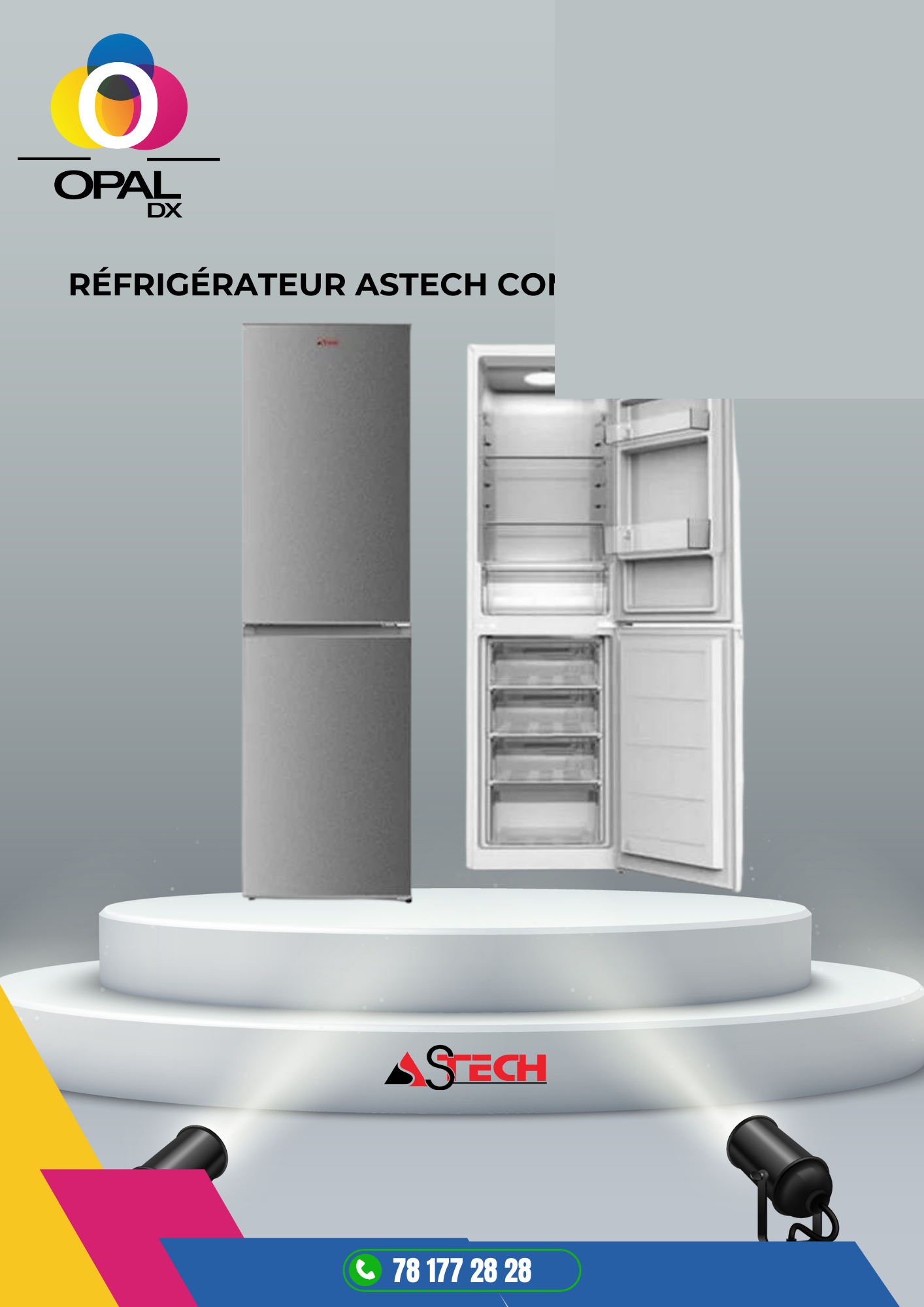 RÉFRIGÉRATEUR ASTECH COMBINÉ 4 TIROIRS 260LITRES