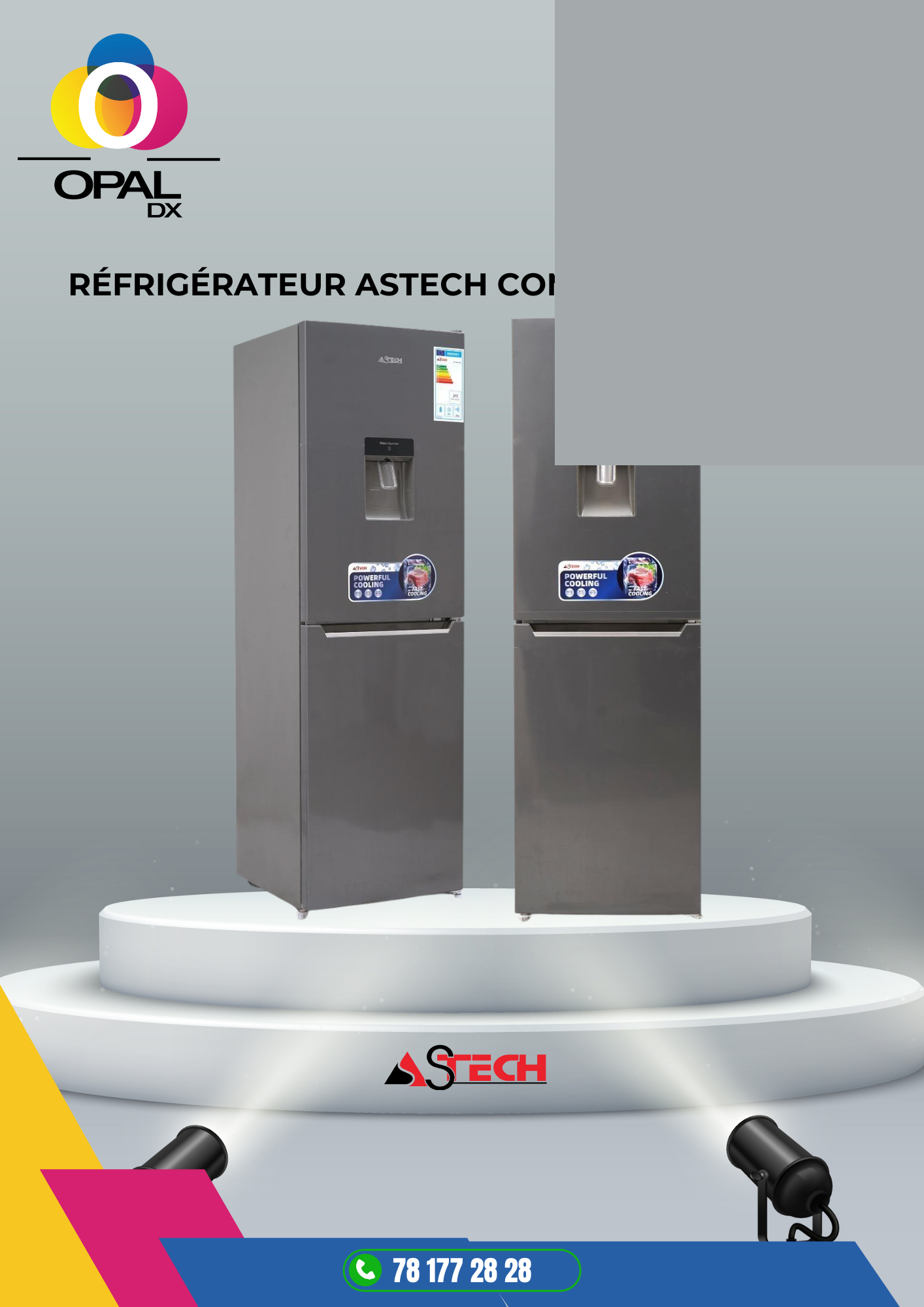 RÉFRIGÉRATEUR ASTECH COMBINÉ 4 TIROIRS 290LITRES