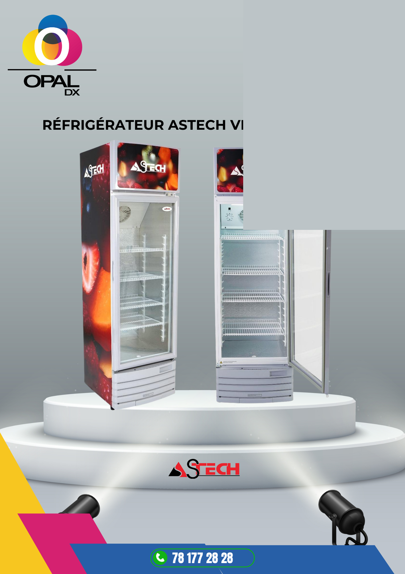 RÉFRIGÉRATEUR ASTECH VITRINE 1 PORTE 274LITRES