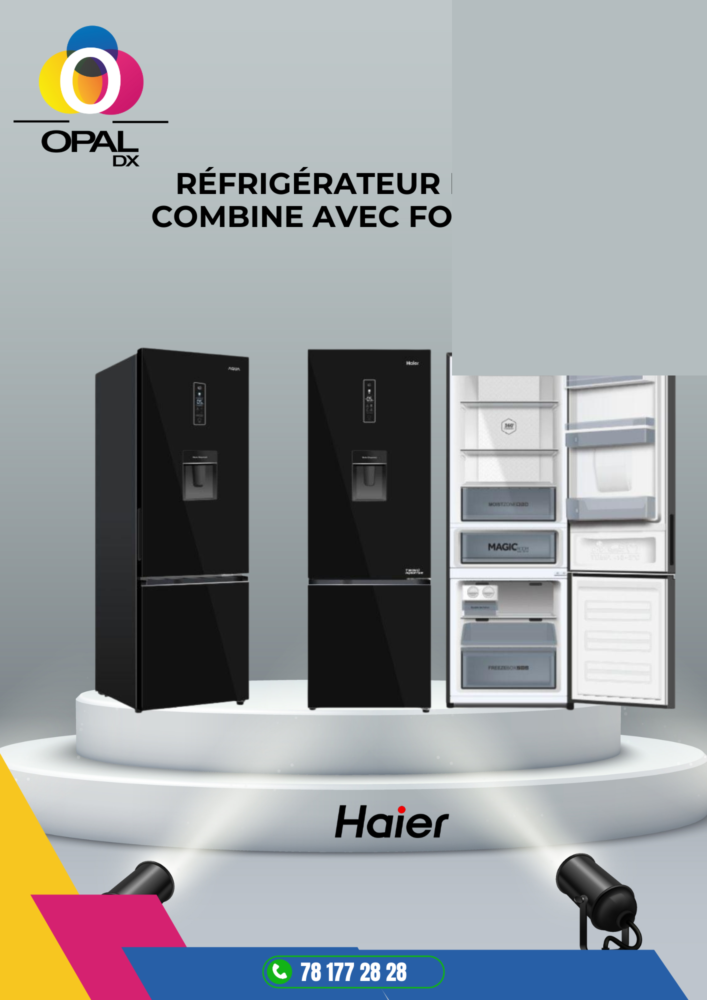 Réfrigérateur HAIER combiné avec Fontaine à eau 320LITRES