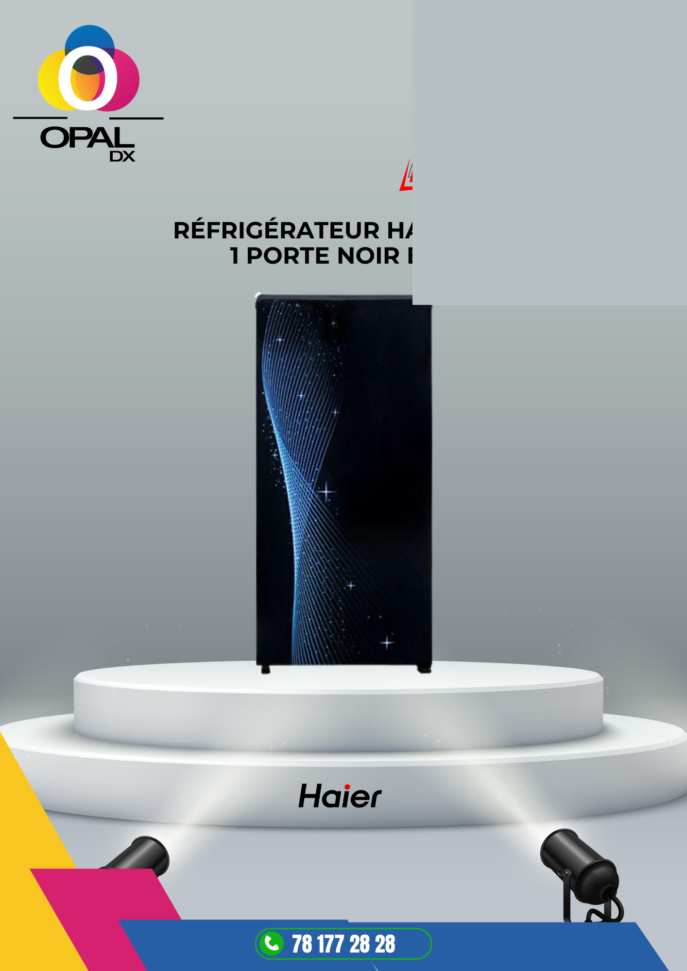 Réfrigérateur HAIER Bar 1 Porte Noir Bleu 145LITRES