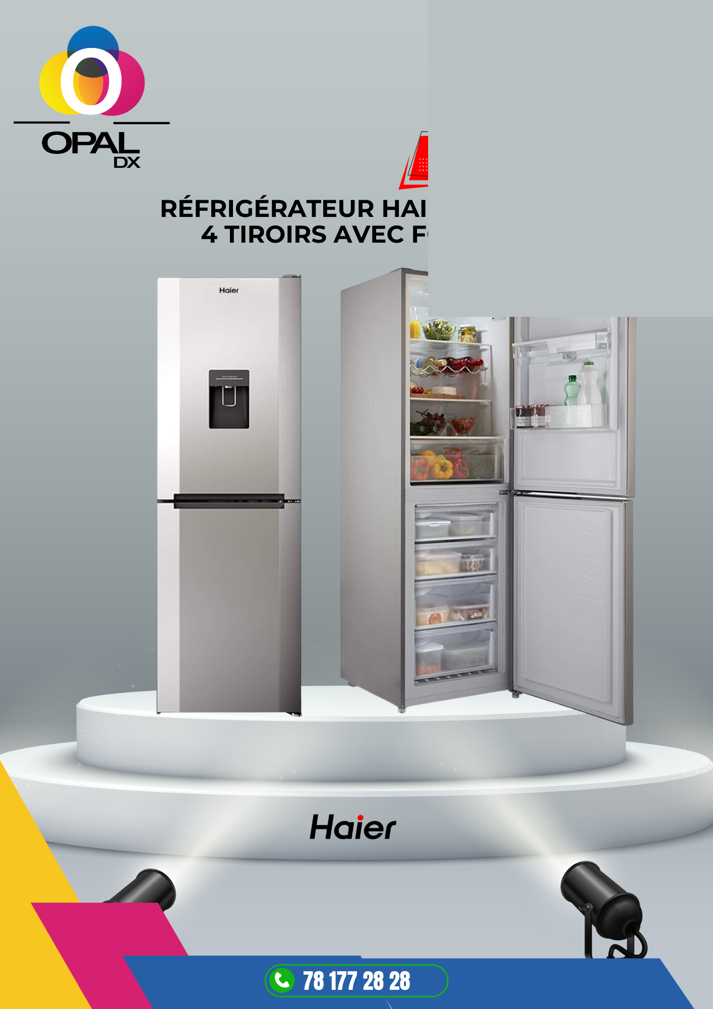 Réfrigérateur HAIER combine 4 tiroirs avec fontaine 330LITRES