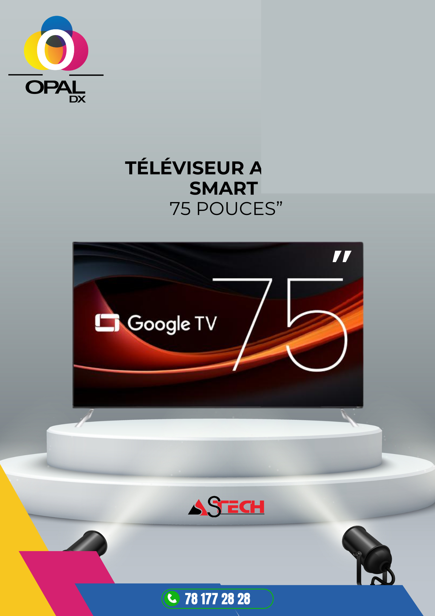 TÉLÉVISEUR ASTECH 75" SMART QLED GOOGLE TV